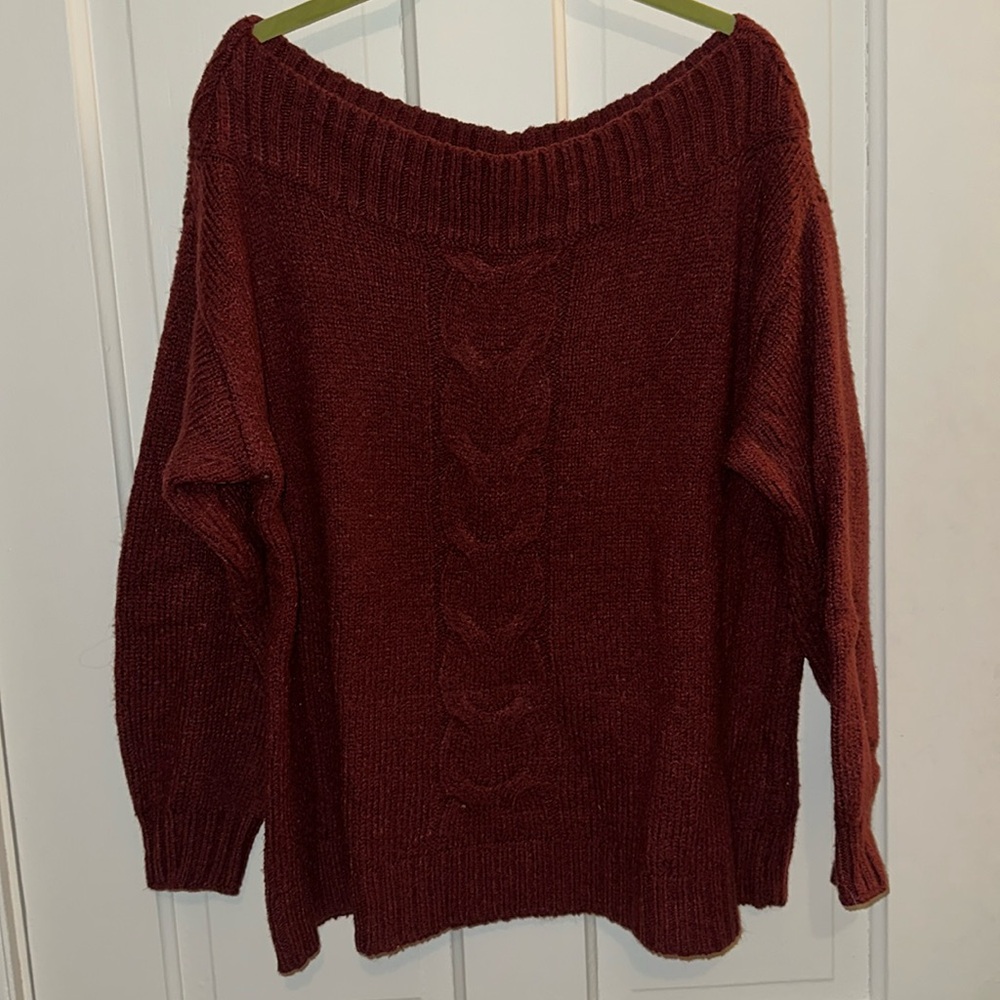 Boatneck sweater with knit detail